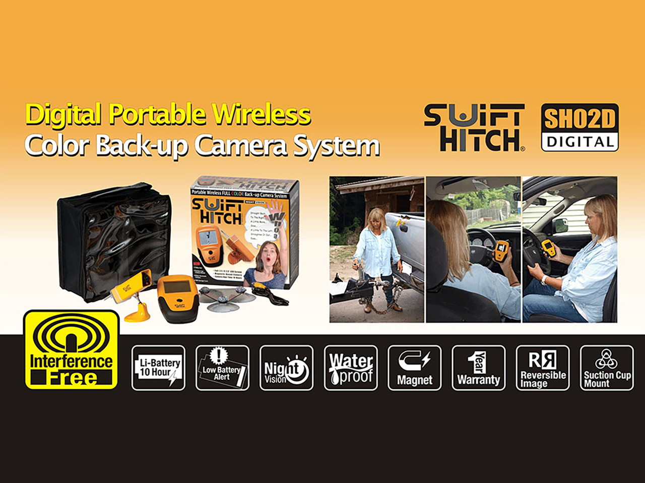 SWIFT HITCH SH02D Waterproof Digital Portable Wireless Backup Camera System IOS/Andriod Device Supported,Small Infrared Camera to View Tight Dark Space for RVs/5th Wheel Campers/Enclosed Cargo Trailer