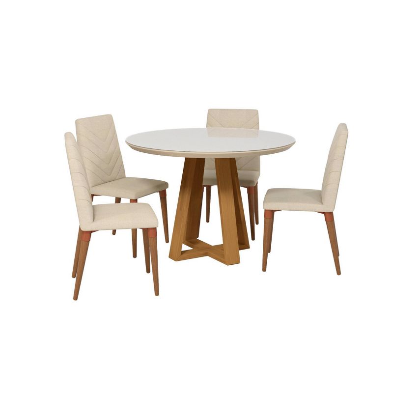 5pc 45.27" Duffy and Utopia Dining Set Off White/Beige - Manhattan Comfort