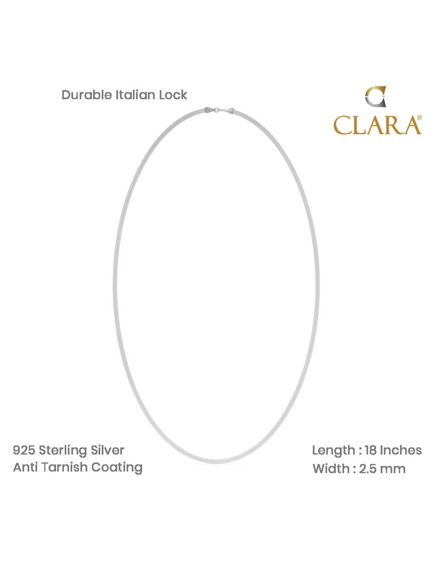 Clara 925 Sterling Silver Hasli Chain Necklace in 18-inches for Women & Girls