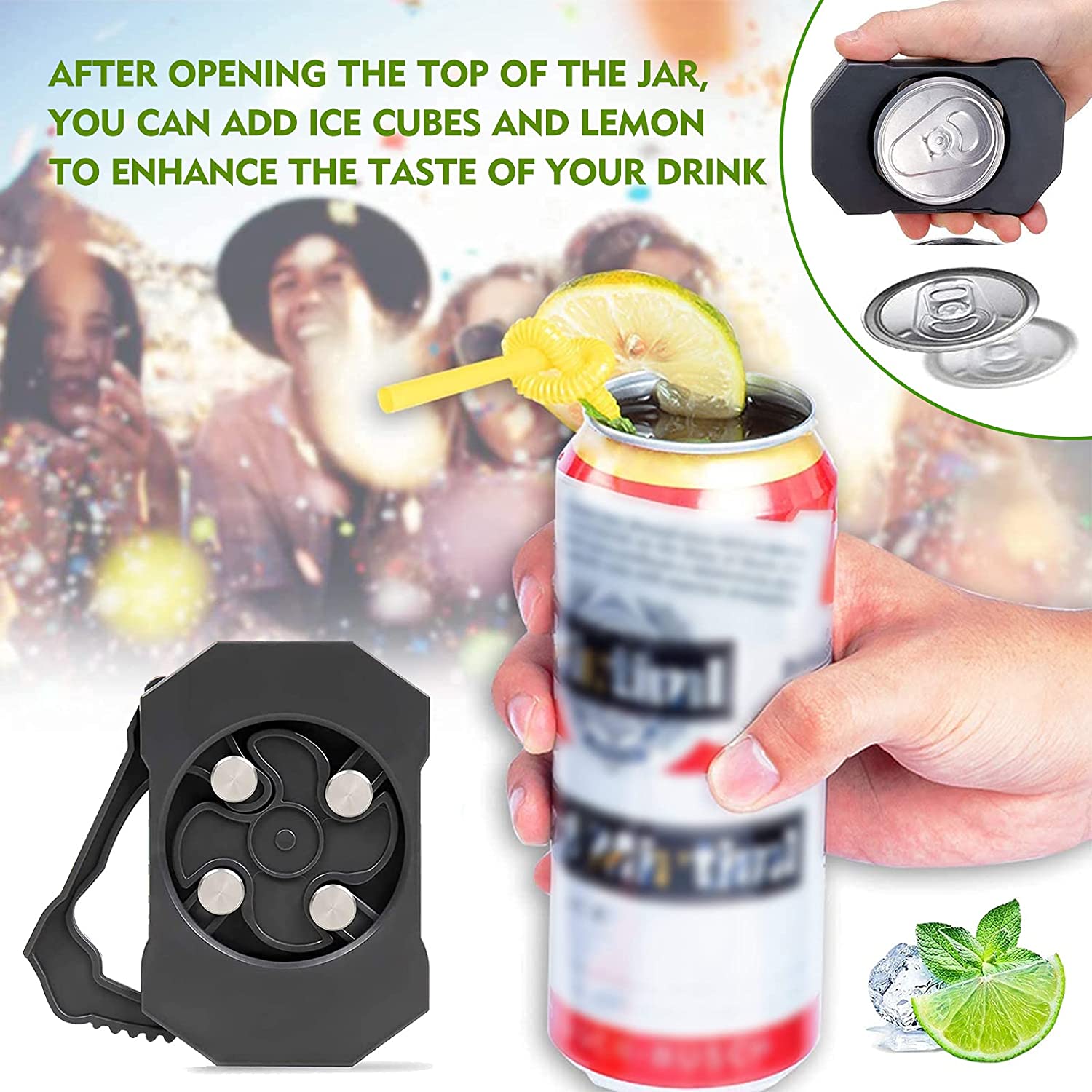 Topless Can Opener-Beer Can Opener & Bottle Opener 2Pcs,Can Top Remover Soda Can Opener, Handheld Safety Easy Manual No Sharp Edge Can Openers Smooth Edge, Effortless Rip and Sip Can Opener