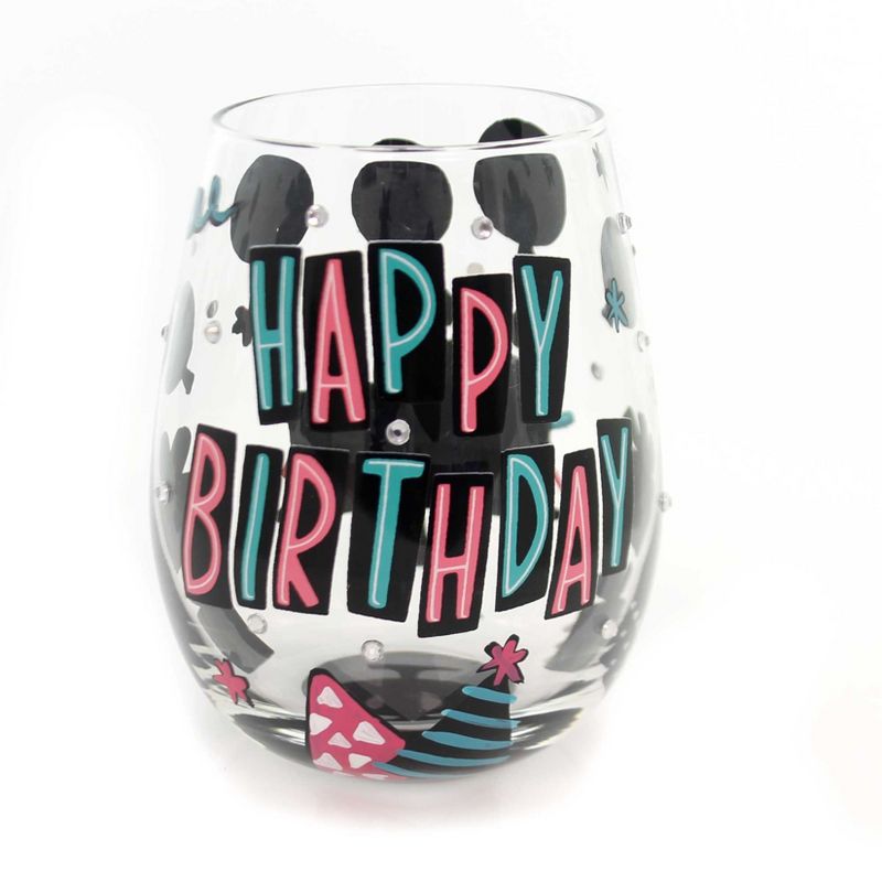 Tabletop 5.0" Happy Birthday Lolita Glass Love My Wine Enesco  -  Drinkware