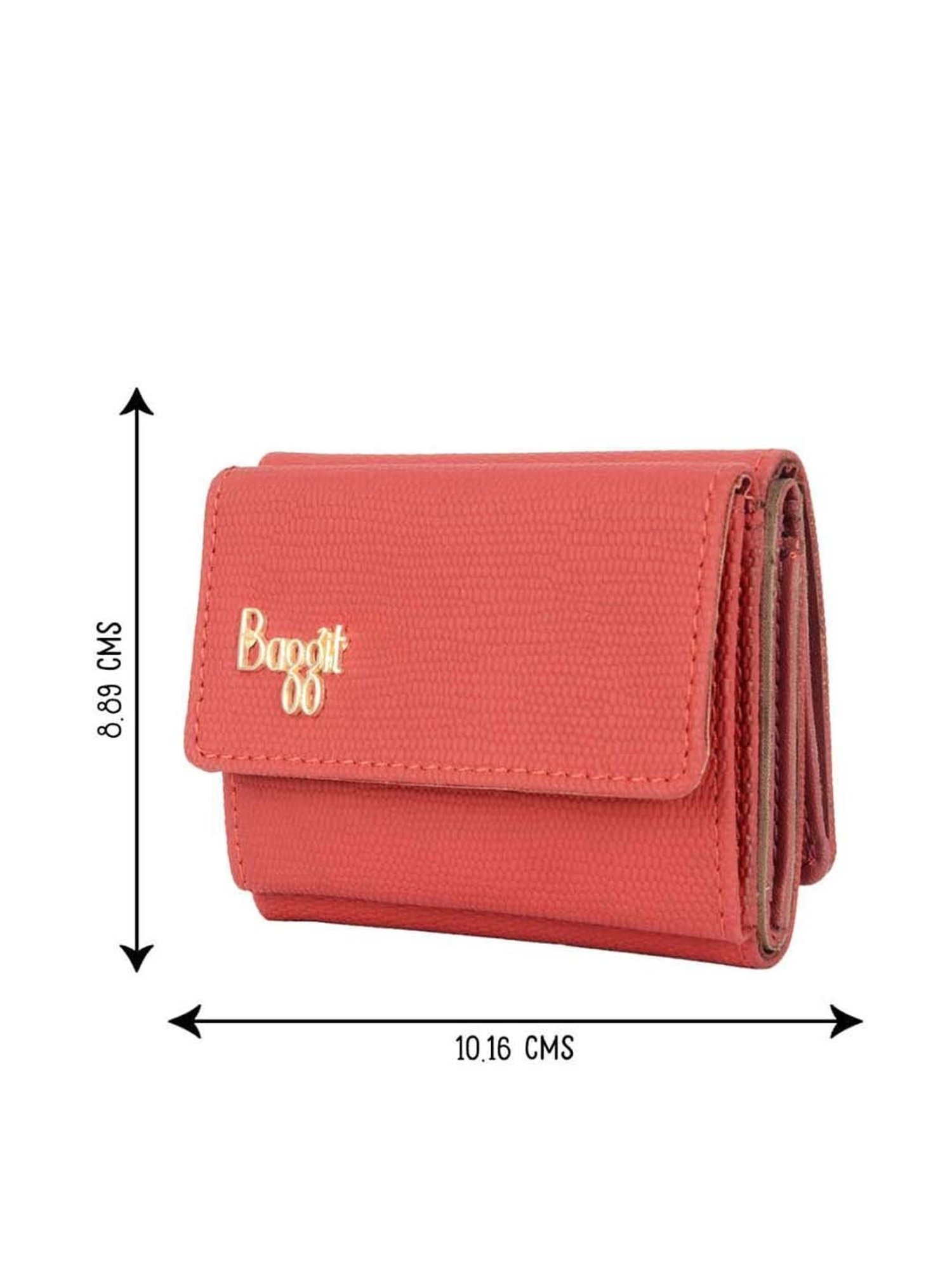 Baggit Red Textured Tri-Fold Wallet for Women