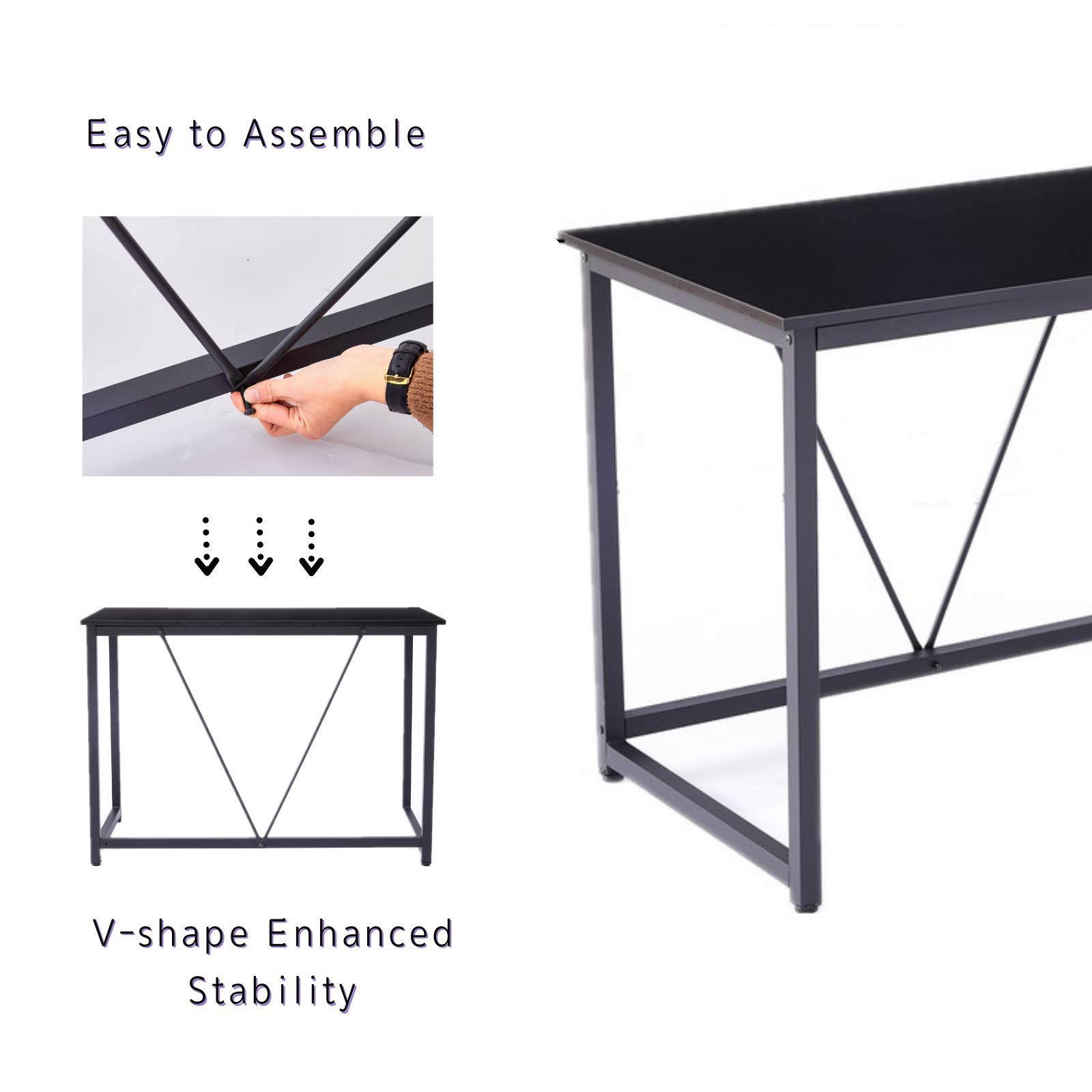 Lifetech Computer Desk 43.3" Modern Study Writing Desk for Home Office Simple Small Desk for Small Spaces, Black