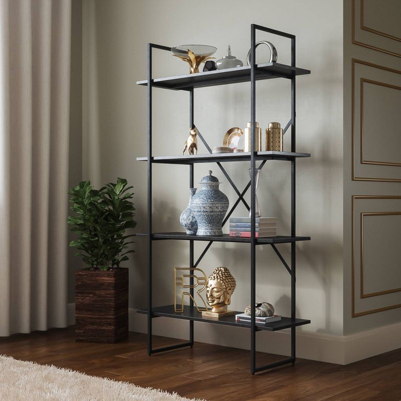 65" Emery 4 Tier Shelf Exposed Bookshelf Black - RST Brands