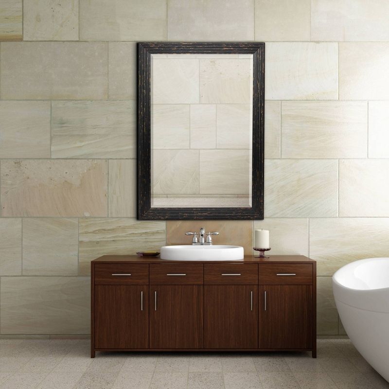 27.5" x 33.5" Beaded Wash Frame Mirror Black - Head West