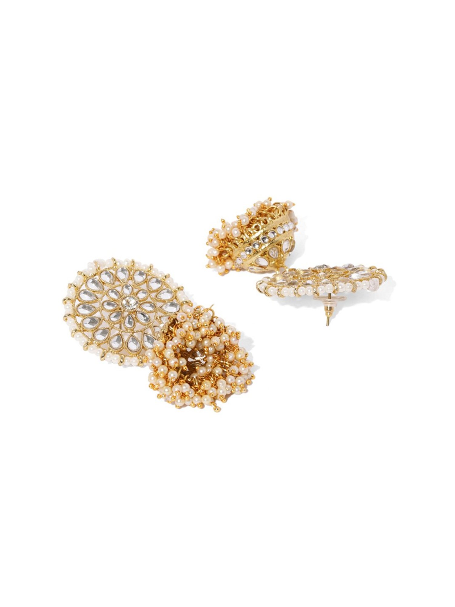 Zaveri Pearls Clear & Pearl White Alloy Necklace Set