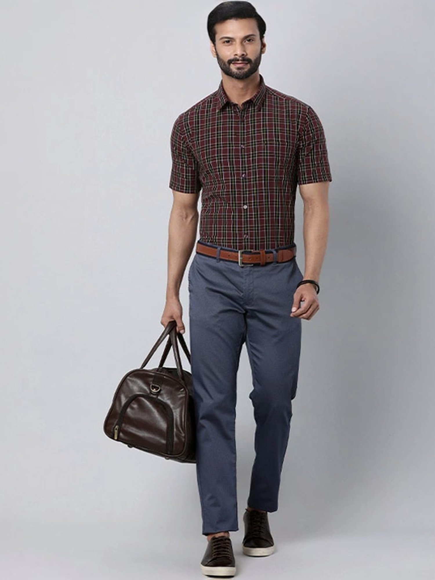 Indian Terrain Grey Slim Fit Trousers