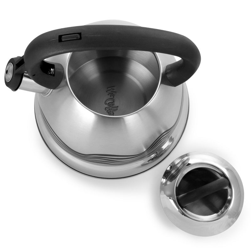 Mr. Coffee Cagliari 1.75 Quart Stainless Steel Whistling Tea Kettle with Color Changing Exterior