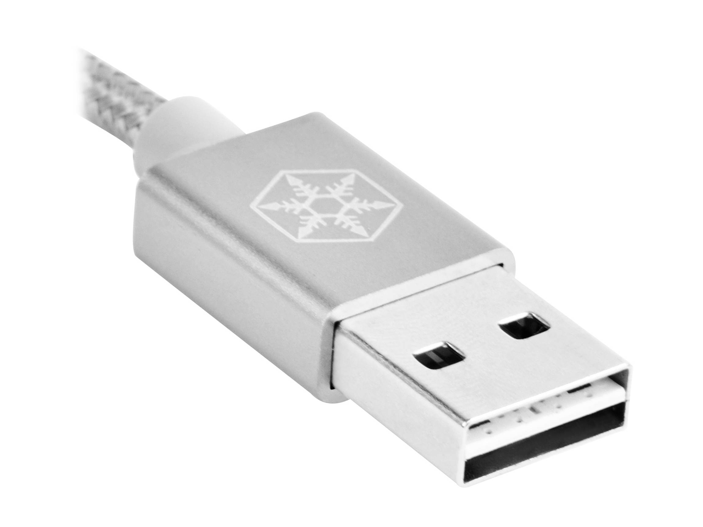 SilverStone Technology Micro USB Cable for Most Smartphones / LG / Samsung / Reversible USB-A / Reversible Micro USB-B / 1000MM - Silver - CPU01S