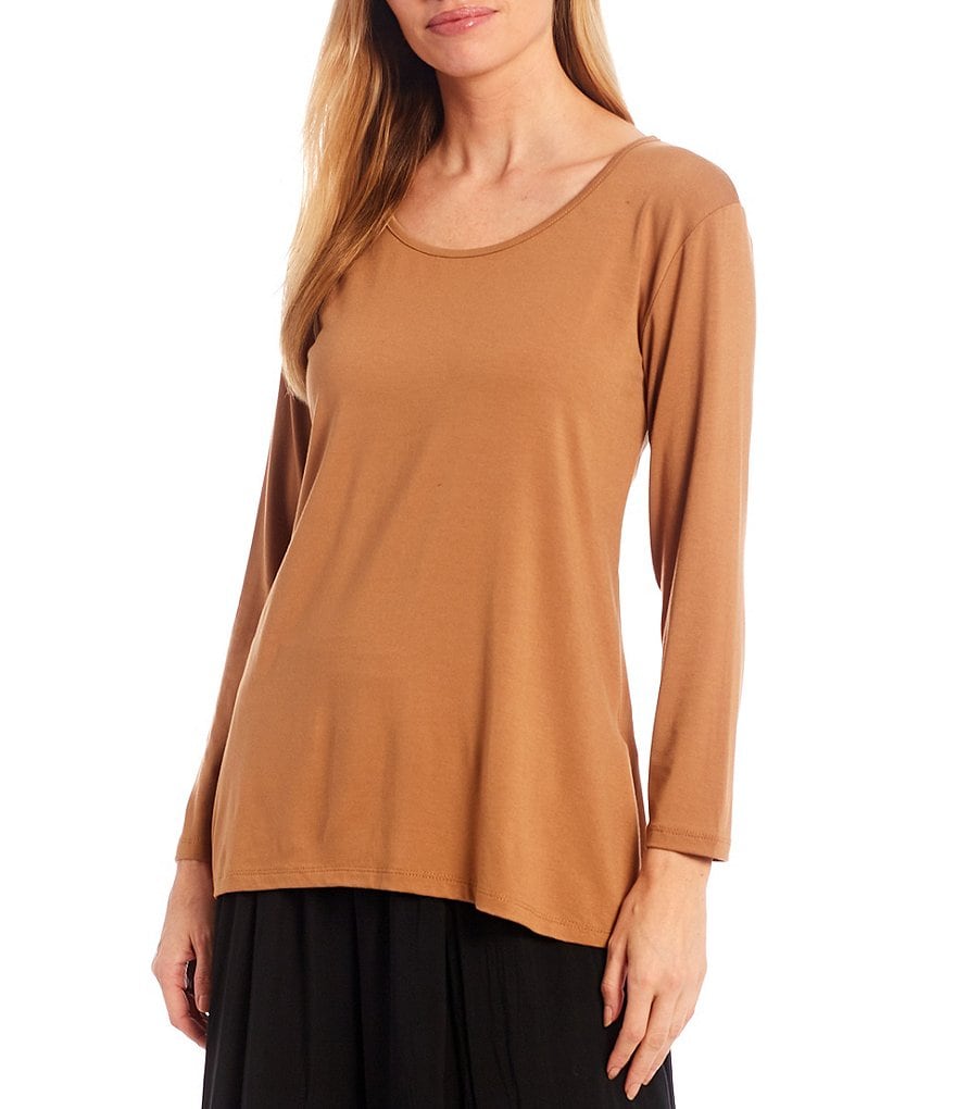 M Made in Italy Long Sleeve Jewel Neck Knit Top