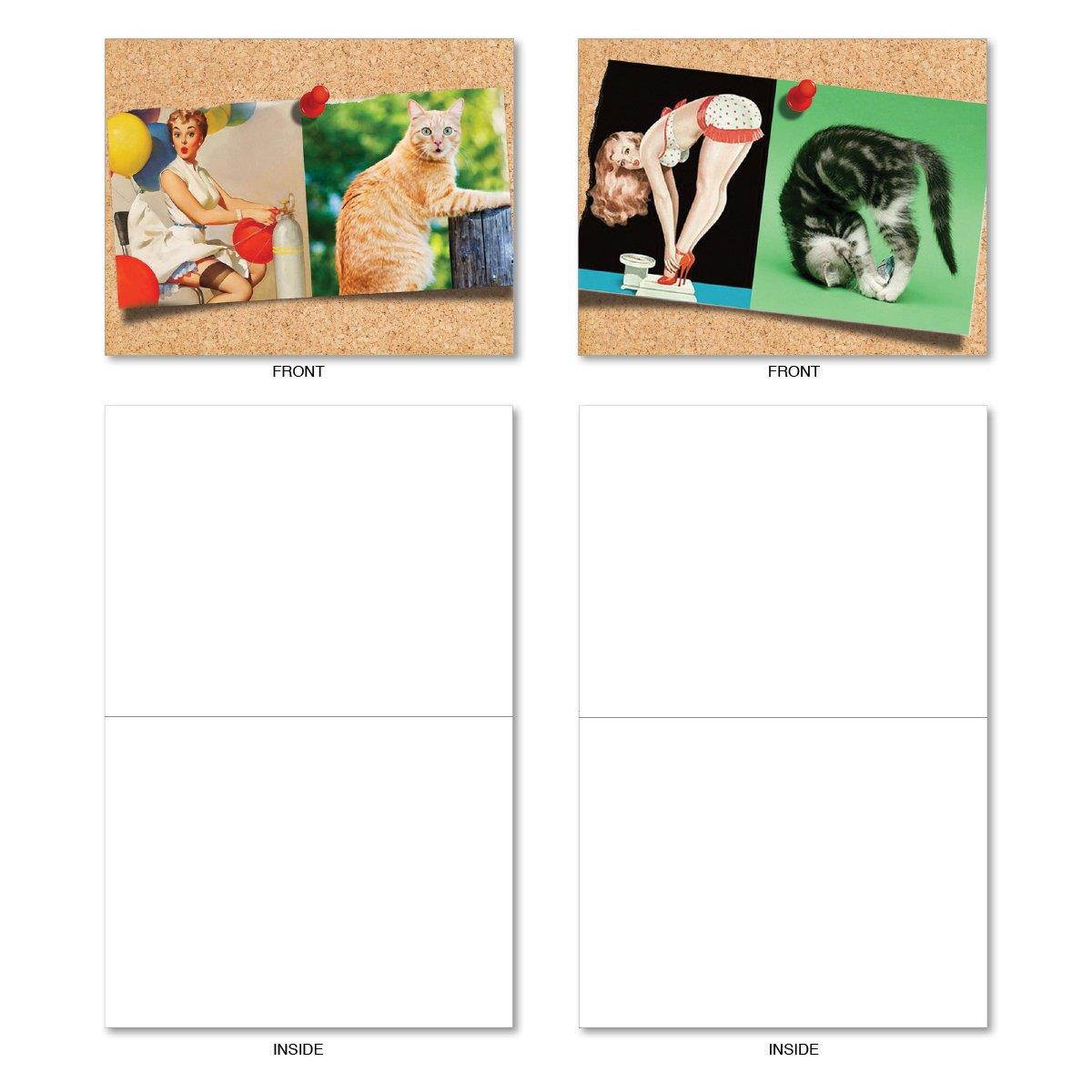 10 Hilarious Note Cards for All Occasions - Assorted &lsquo;Cats and Chicks&rsquo; Blank Greeting Cards with Envelopes - Stationery for Weddings, Birthdays, Holidays & Gratitude - NobleWorks #M6484OCB