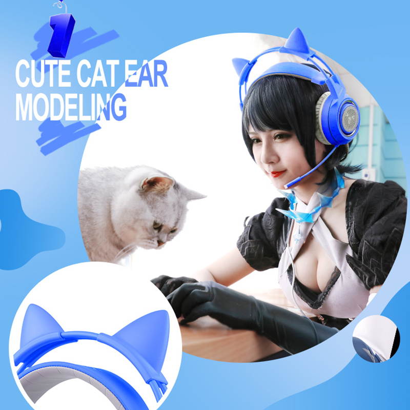 SOMIC Pink Stereo Gaming Headset with Mic for PS4, Xbox One, PC, Mobile Phone, 3.5MM Sound Detachable Cat Ear Headphones Lightweight Self-Adjusting Over Ear Headphones for Women