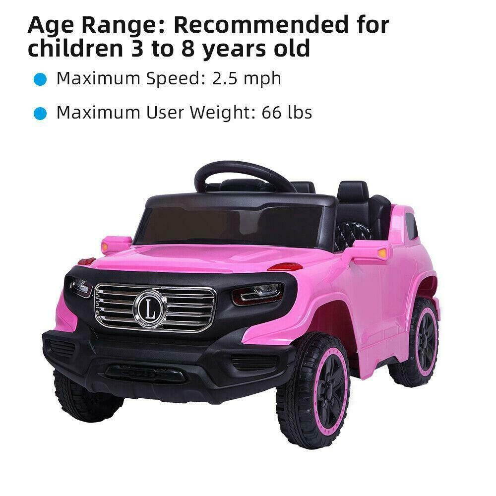 Kids Ride on Car Toys 3 Speed Rechargeable Battery Music Light w/ Remote Pink US