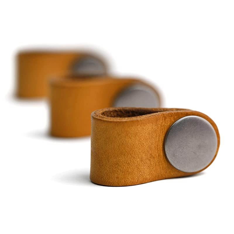 Genuine Leather Headphone Earphone Organizer Cord Organizer Wrap Winder Cord Manager Cable WinderSet of 2 Yellow