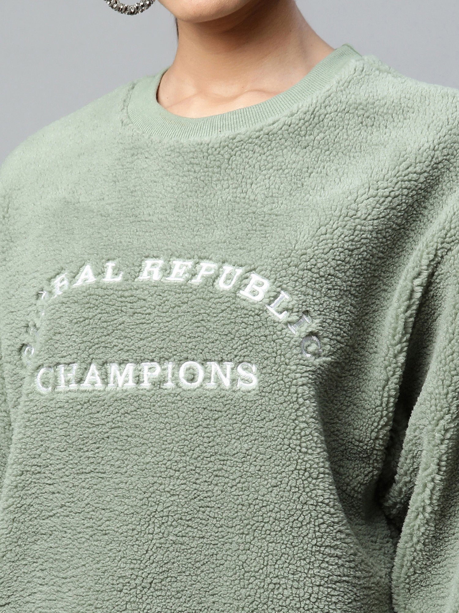 Global Republic Sage Green Graphic Print Sweatshirt