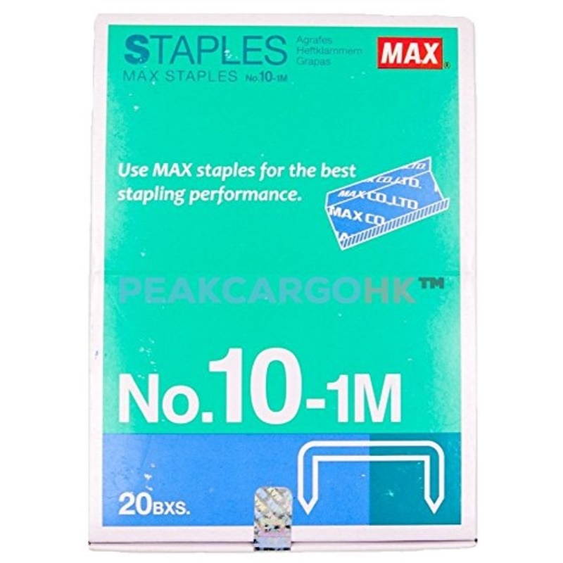 20 Boxes (20,000-Staples) Authentic Max Staples No.10-1M for Office Stapler