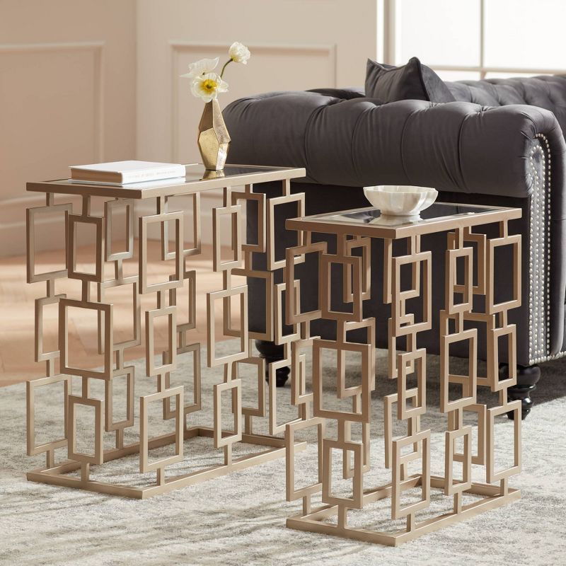 Set of 3 Glam Mirrored Accent Tables Gold - Olivia & May