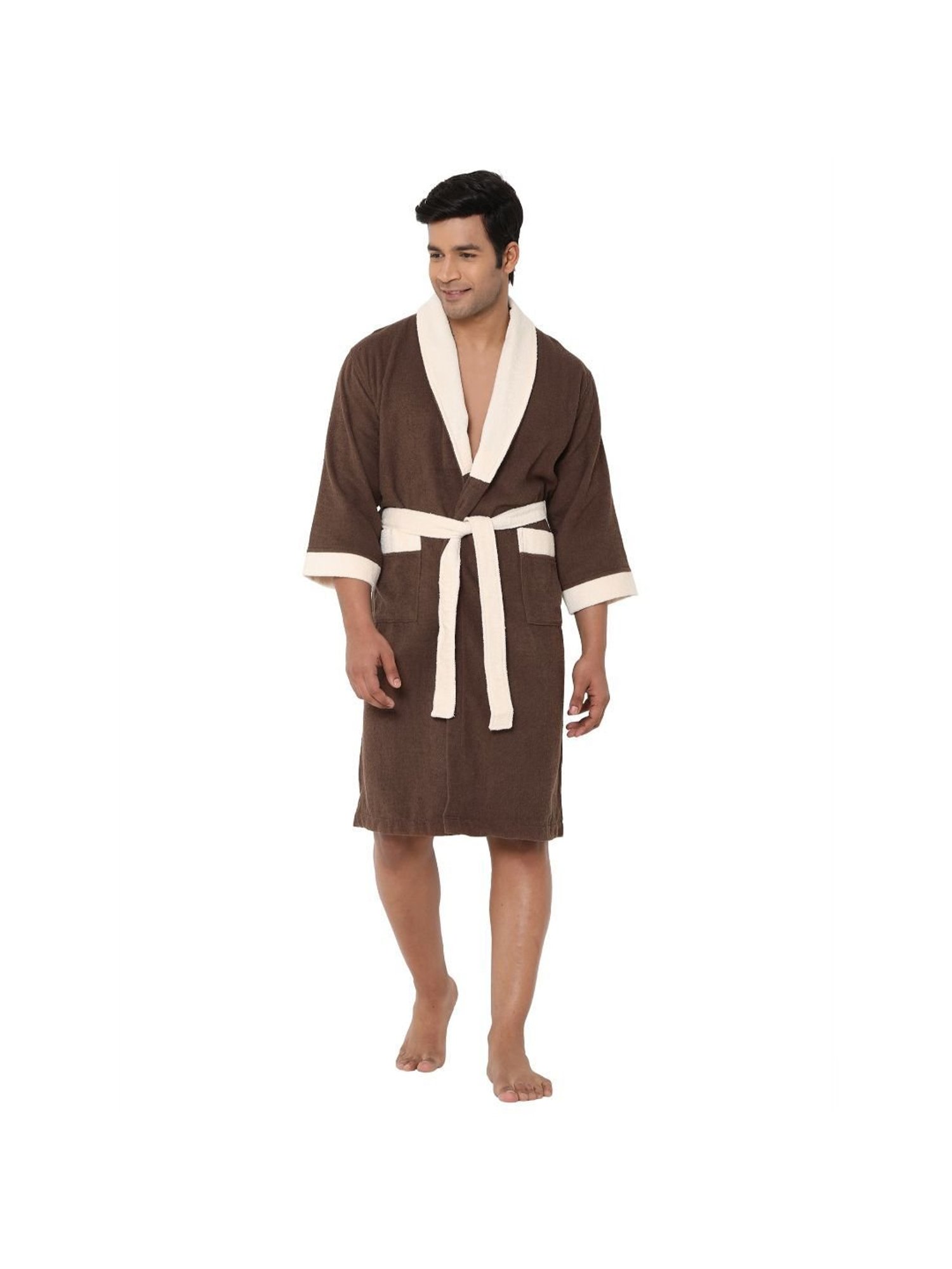 Spaces Cloudz Solid Brown Cotton Bathrobes