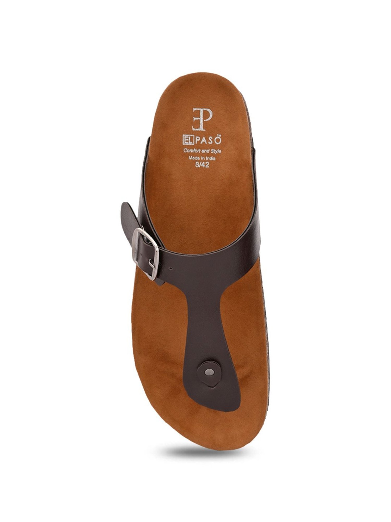 El Paso Men's Brown T-Strap Sandals