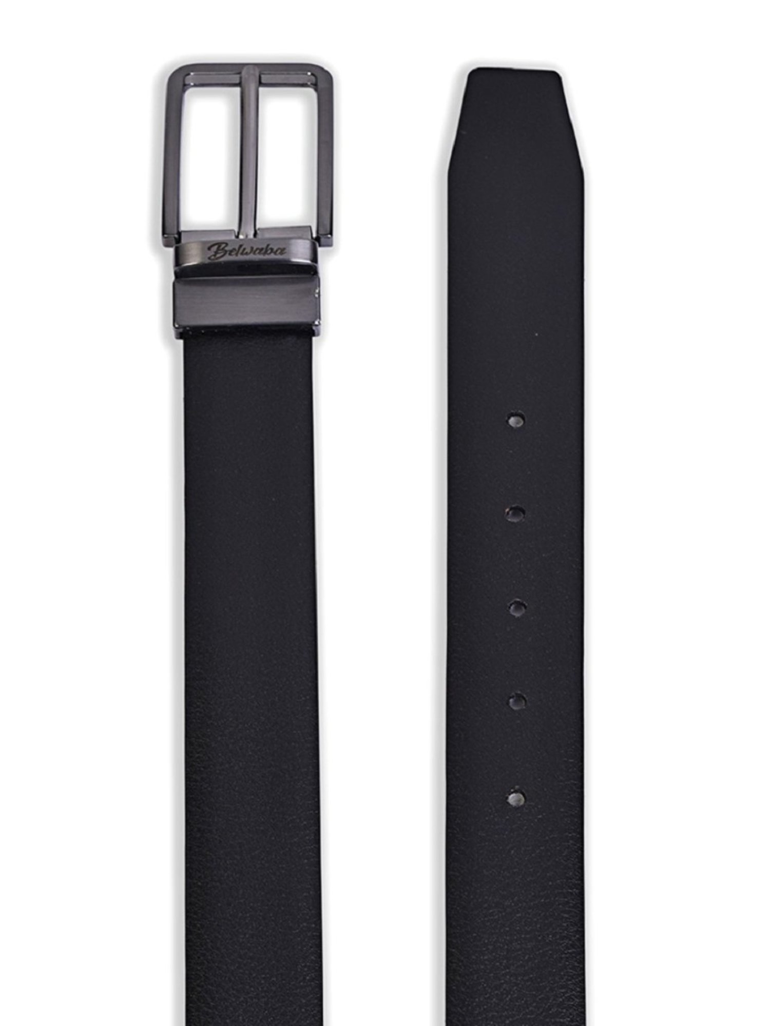 BELWABA Black & Brown Formal Reversible Leather Belt for Men