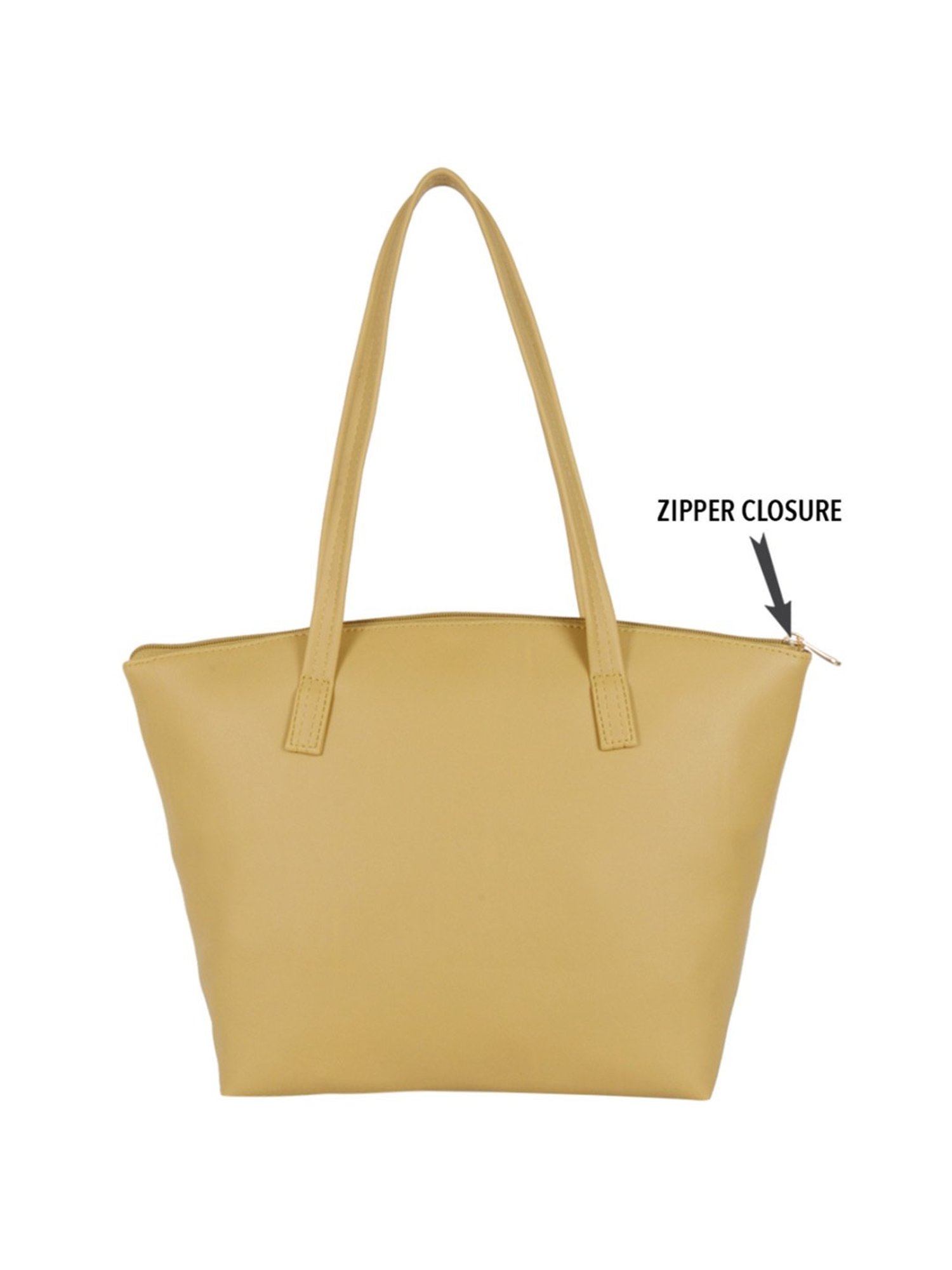 Baggit Yellow Solid Medium Tote Handbag
