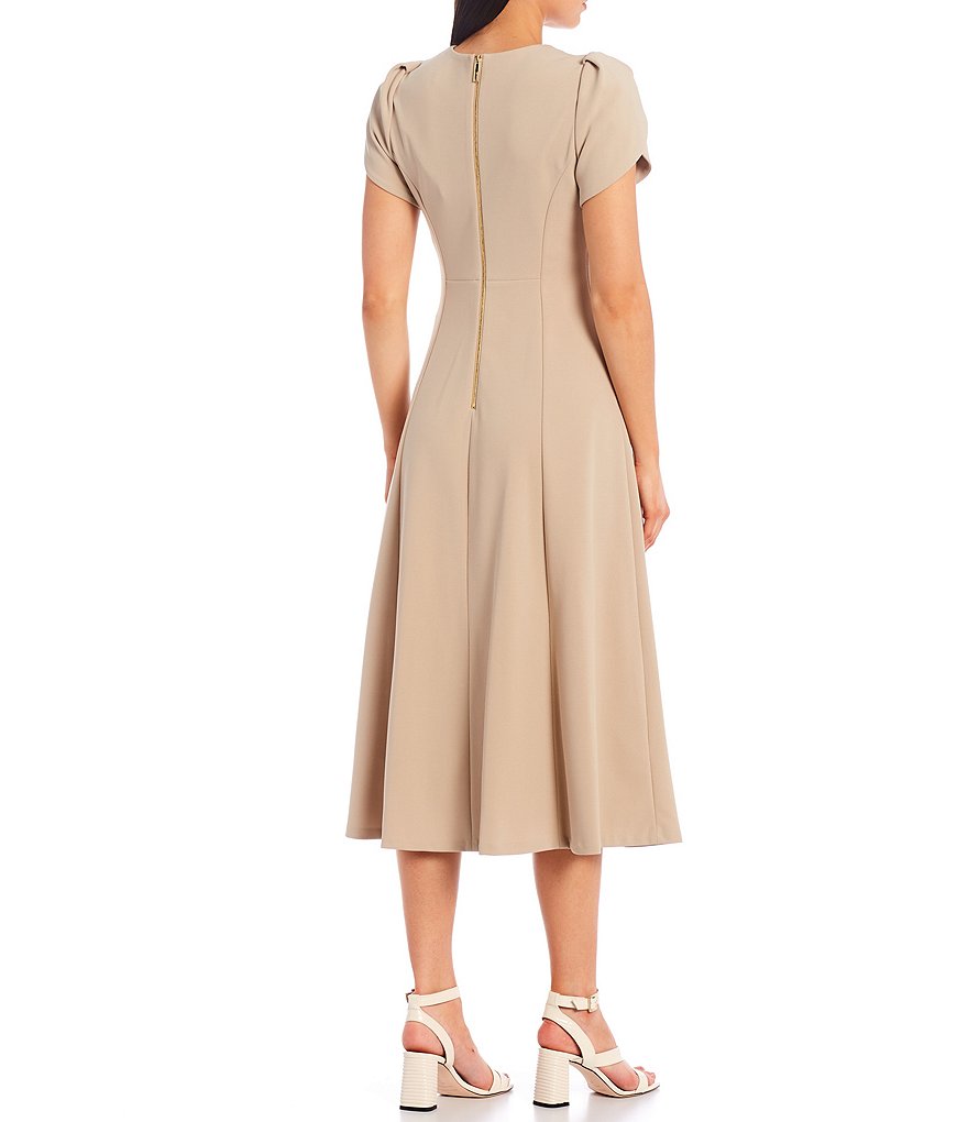 Vince Camuto Halter Bow Neck Sleeveless Midi Dress with Side Seam Pockets
