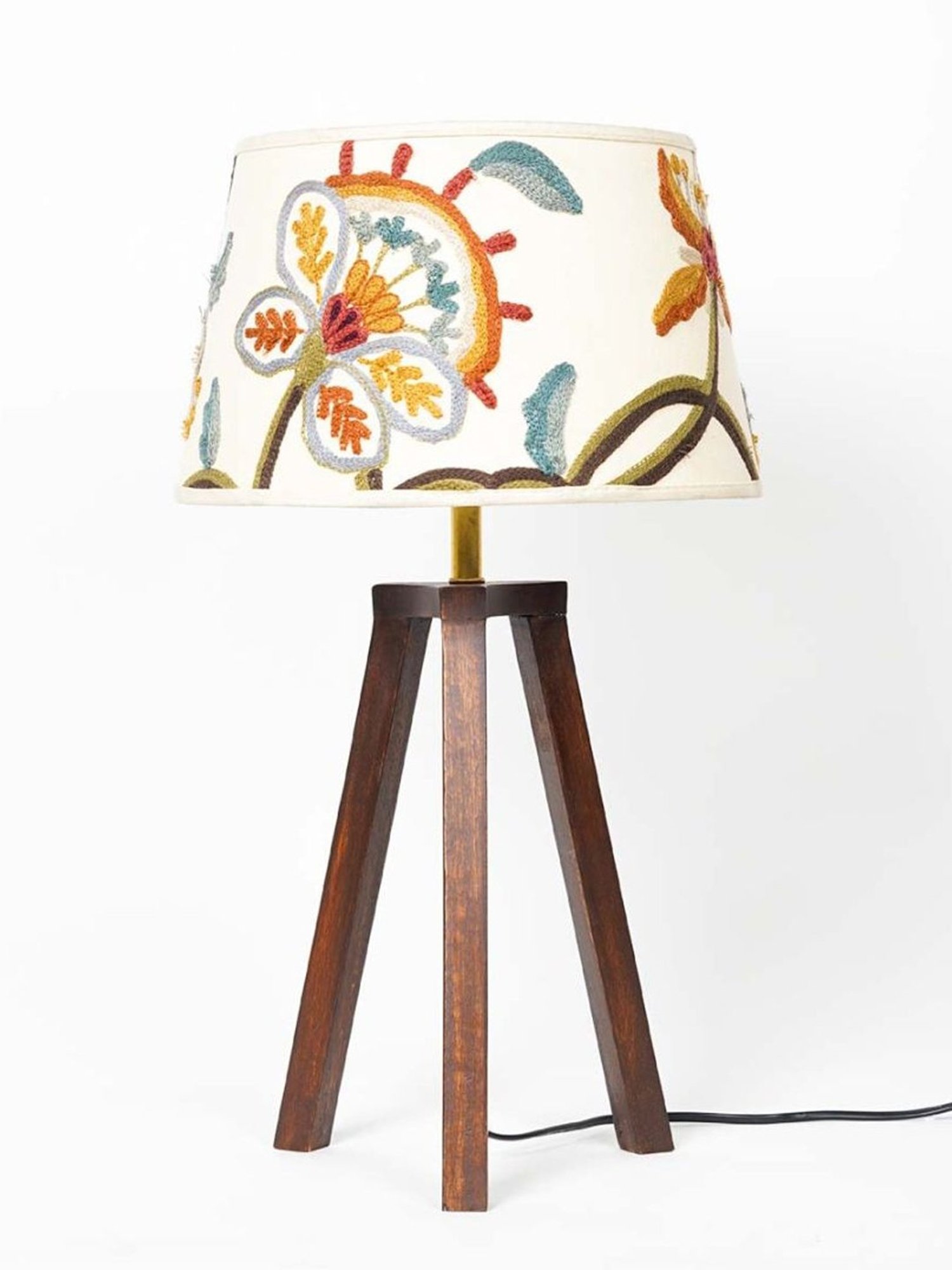 Kapoor Lamp Shades Honey & White Wood Griffith Tripod Casement Shade Table Lamp