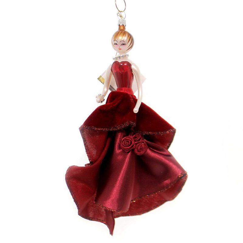 Italian Ornaments 7.0" Lady In Burgundy Evening Gown Italian Christmas Ornament  -  Tree Ornaments