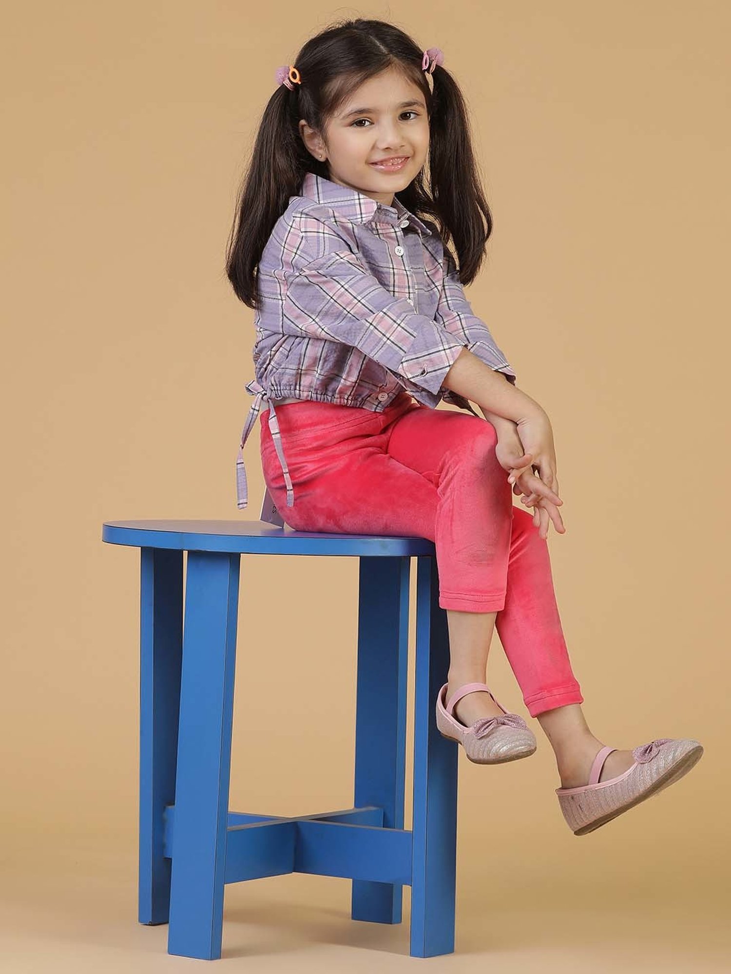 Tales & Stories Girls Neon Pink Regular Fit Leggings