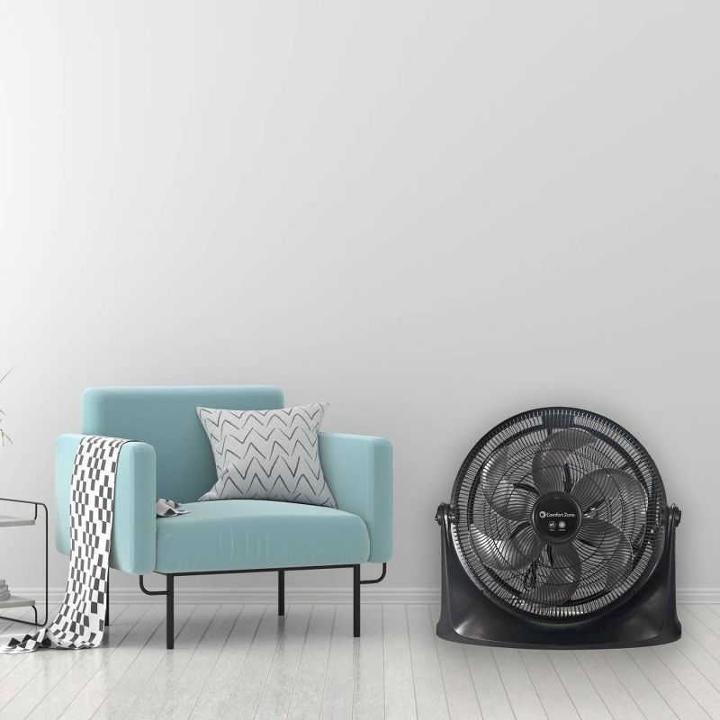 Comfort Zone 20" Power Curve Performance Air Circulator Black