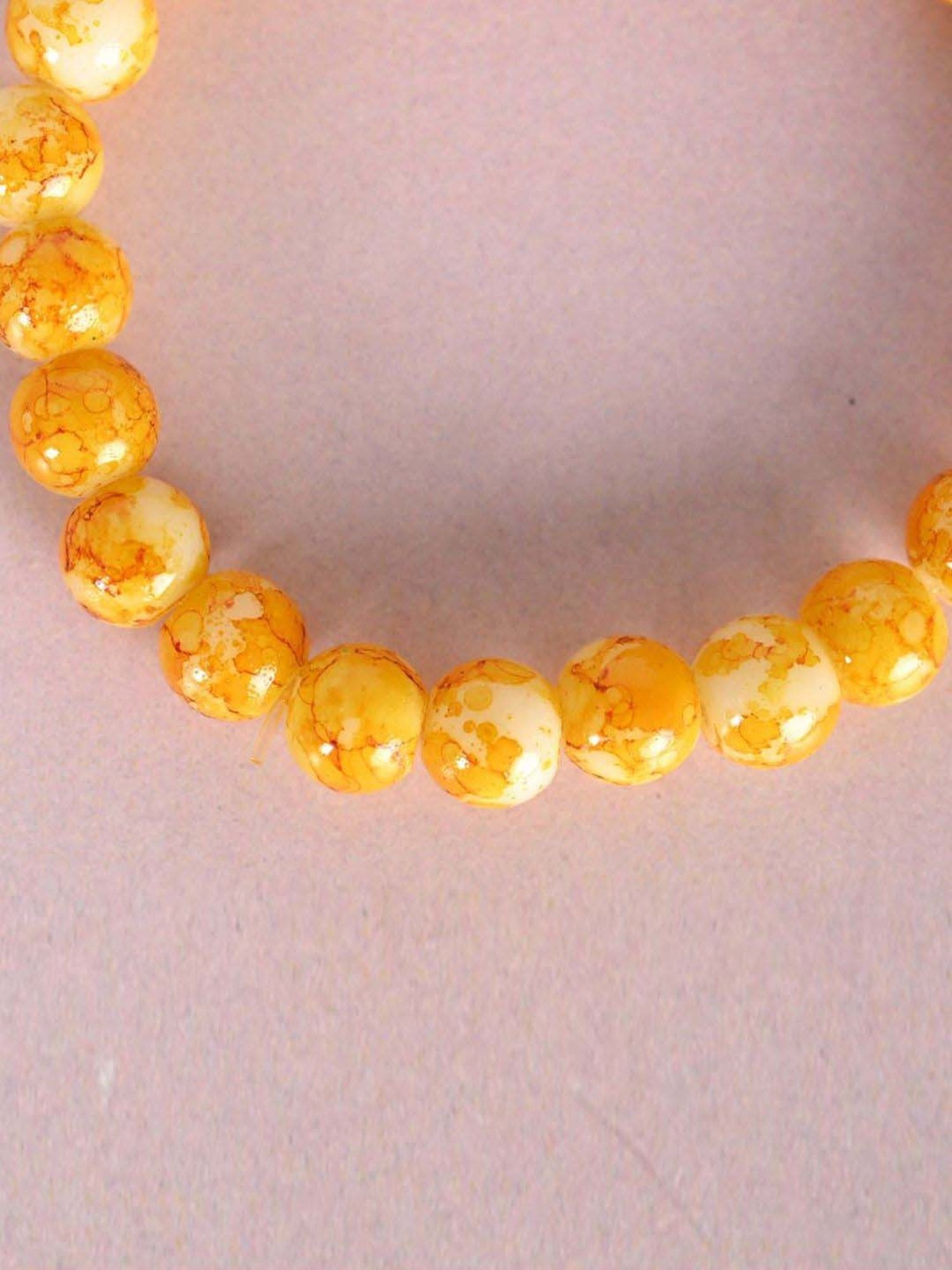 NVR Yellow Marbel Crystal Elasticated Bracelet for Unisex