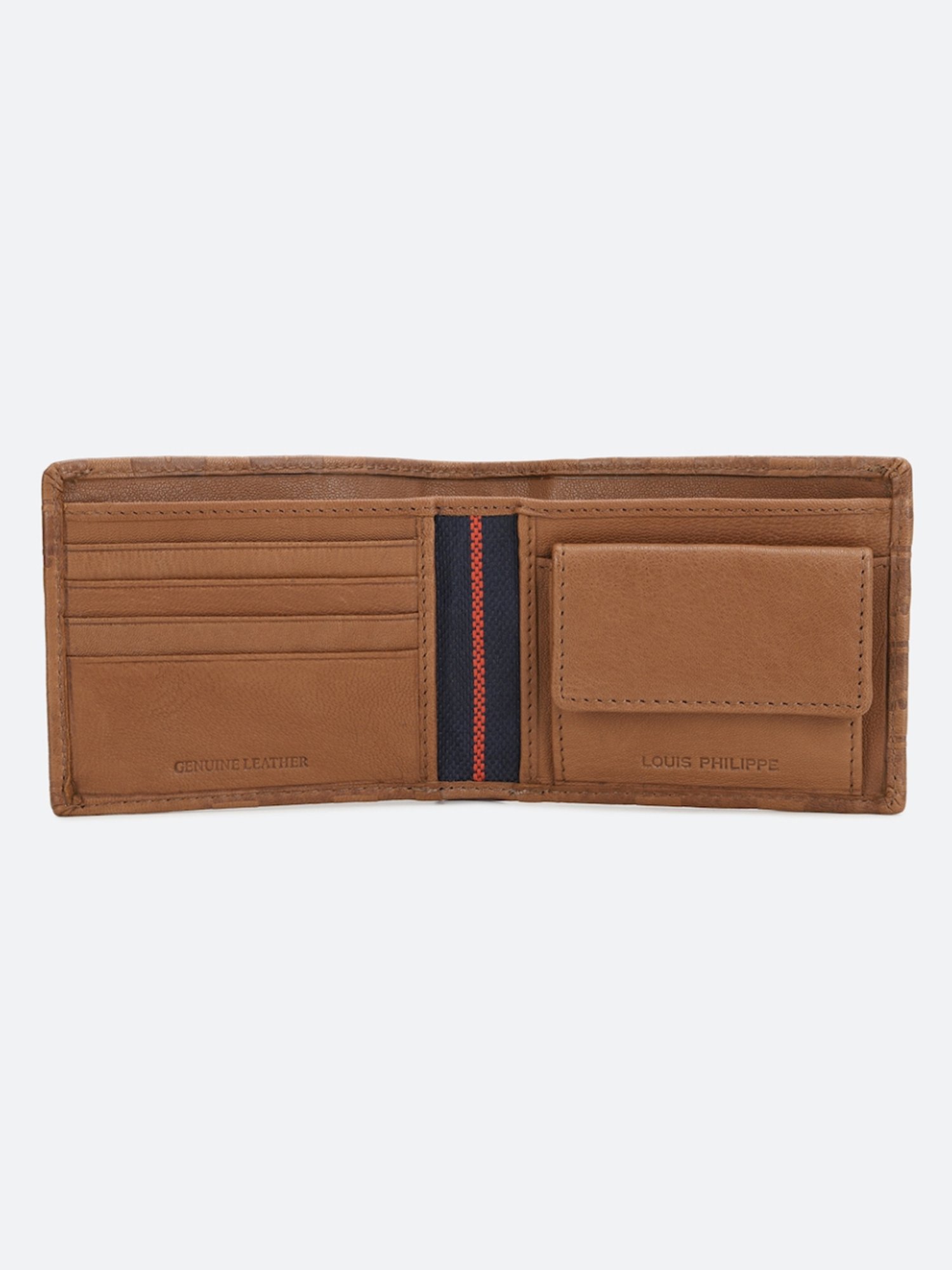 Louis Philippe Brown Leather Textured Bi-Fold Wallet