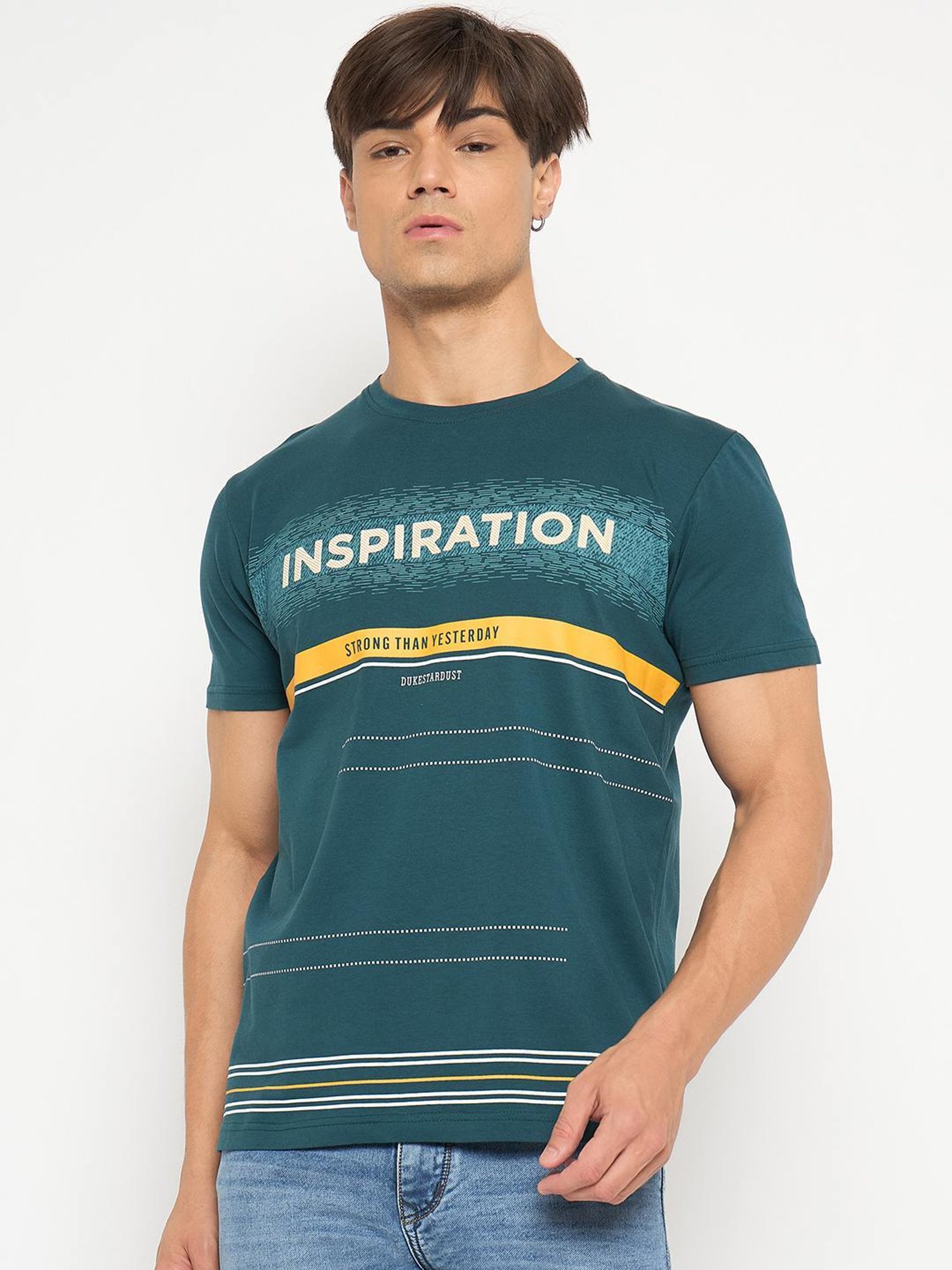 Duke Teal Slim Fit Printed T-Shirt