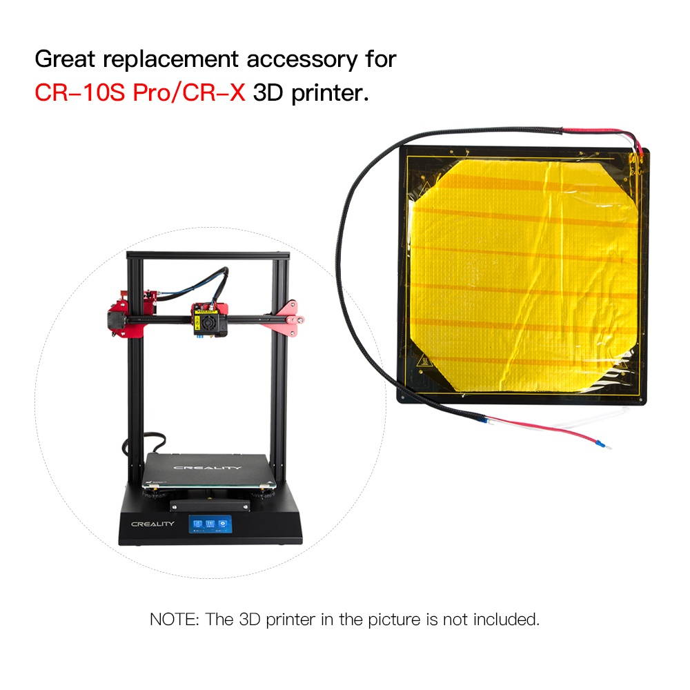 Original Creality 3D Printer Heated Bed Hotbed Heating Platform Aluminum Plate with Hotbed Wire Insulation Cotton Compatible with CR-10S Pro/CR-X 3D Printer
