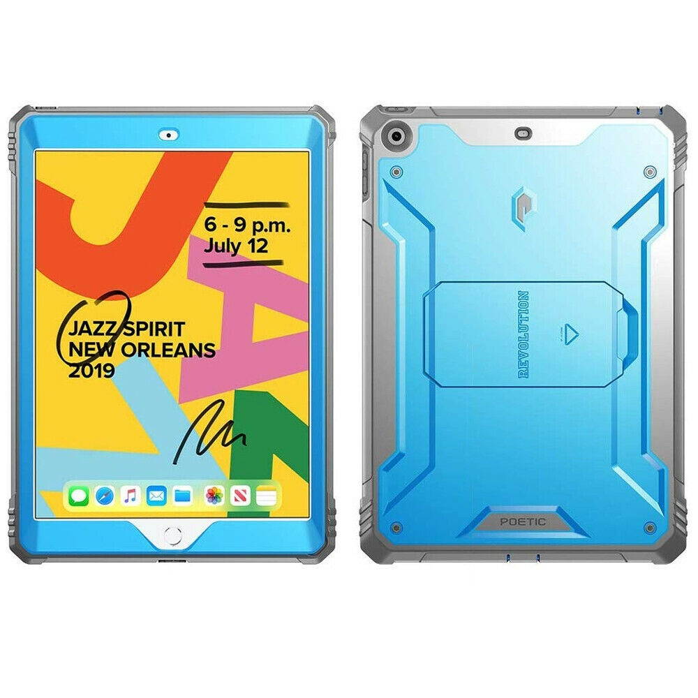 iPad 10.2 2019 Tablet Case | Poetic [Screen Shield] Cover w/Kick-stand Blue