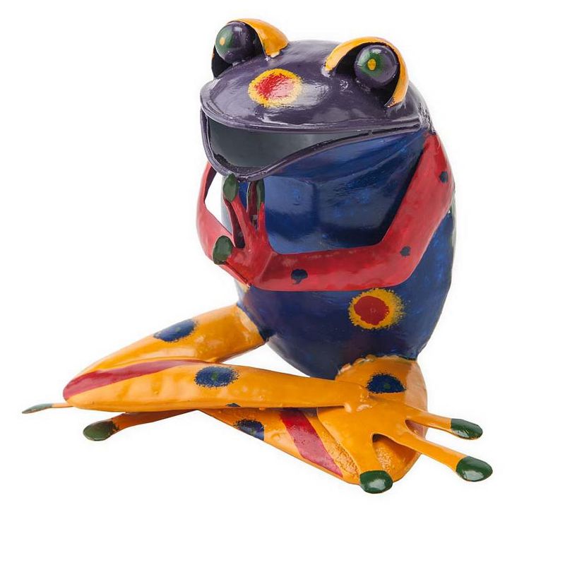 Wind & Weather Handcrafted Colorful Metal Yoga Frog Sculptures, Set of 4