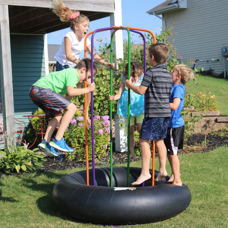 M & M Sales Monkey Jump Indoor/Outdoor Backyard Rubber Tube Trampoline Jungle Gym Bouncer with Multicolor Poles