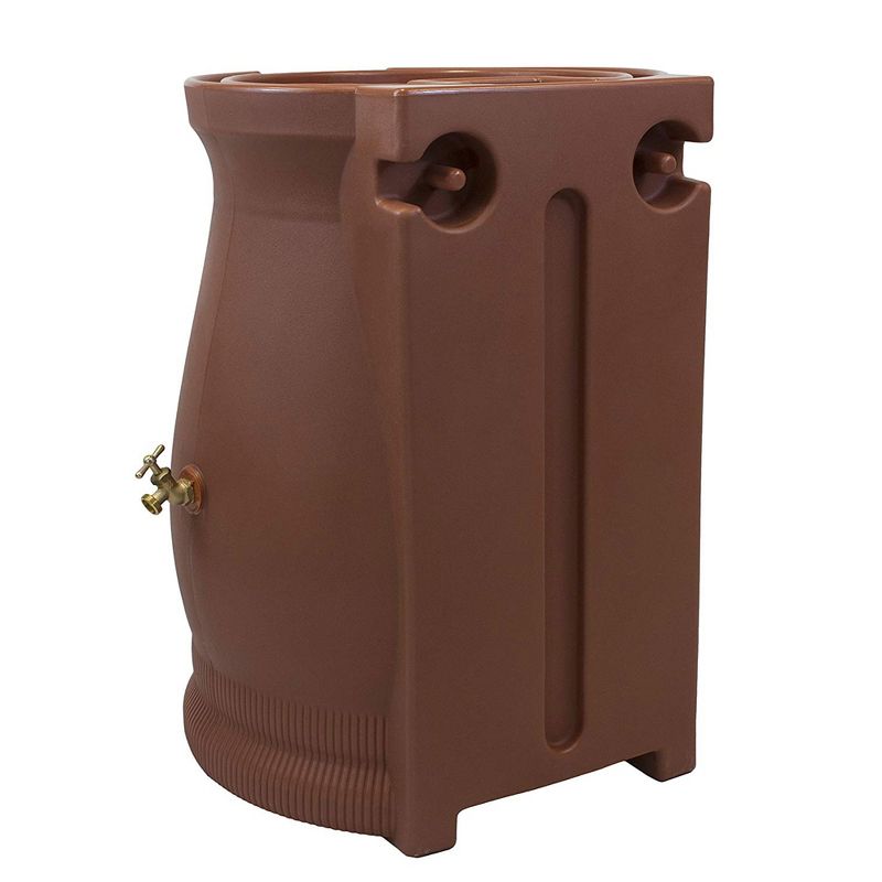 Good Ideas Rain Wizard 50 Gallon Rain Barrel Water Collector Urn with Brass Spigot, Terra Cotta