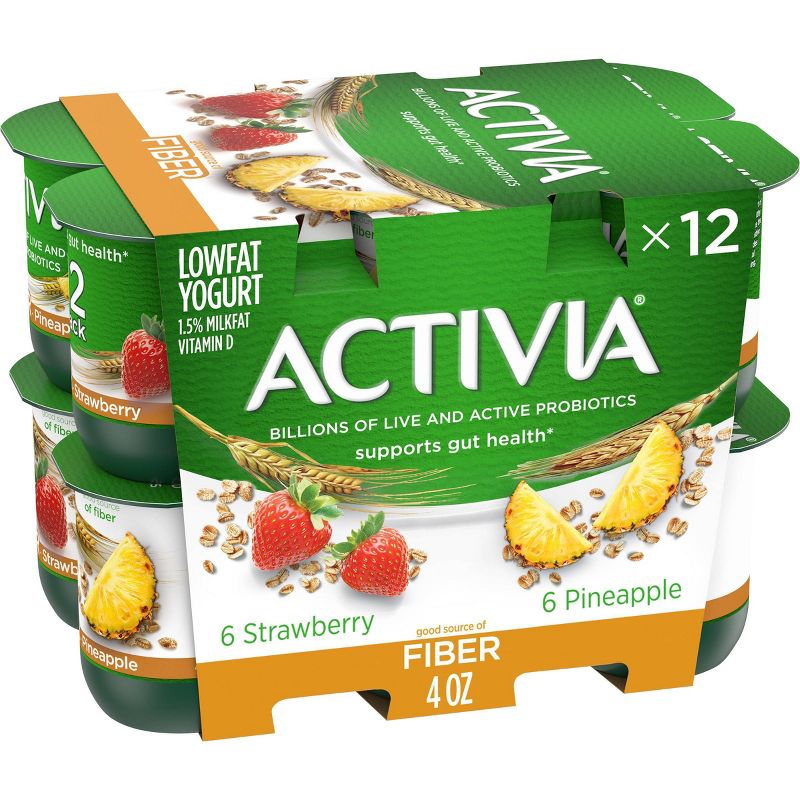 Dannon Activia Strawberry/Pineapple with Cereal Probiotic Yogurt - 4oz/12pk