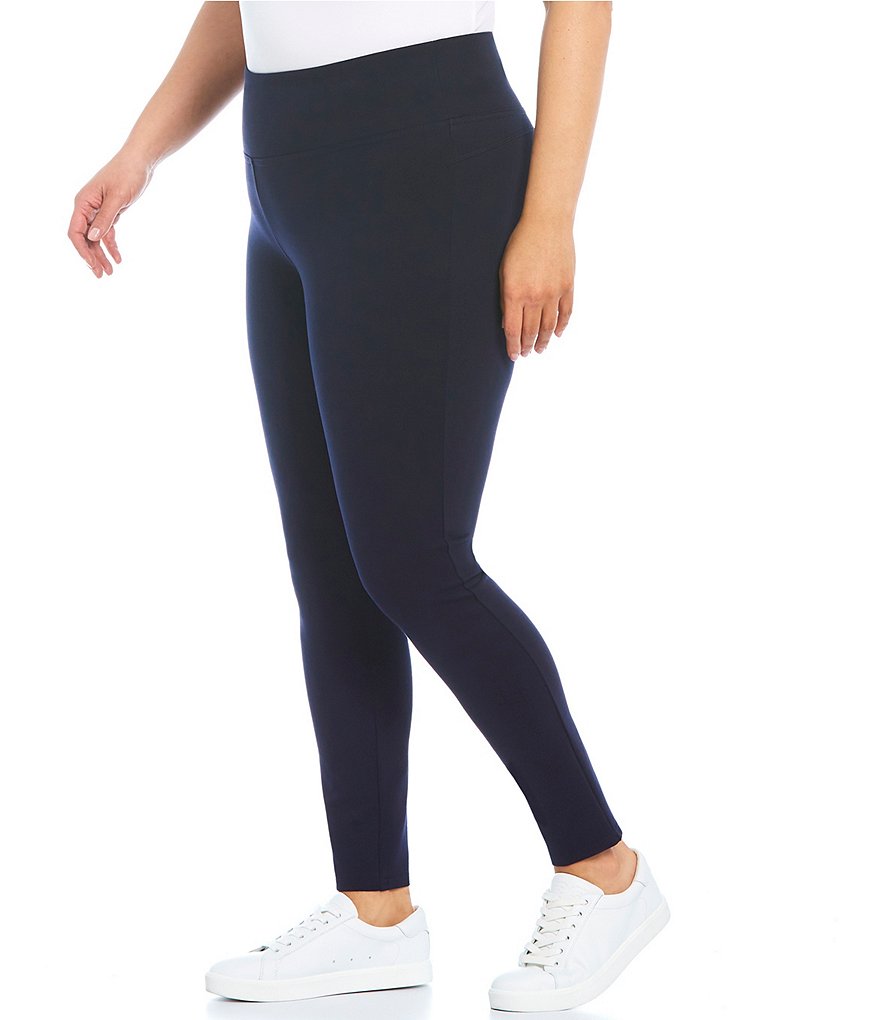 Slim Factor by Investments Plus Size Ponte Knit Wide Waistband Leggings