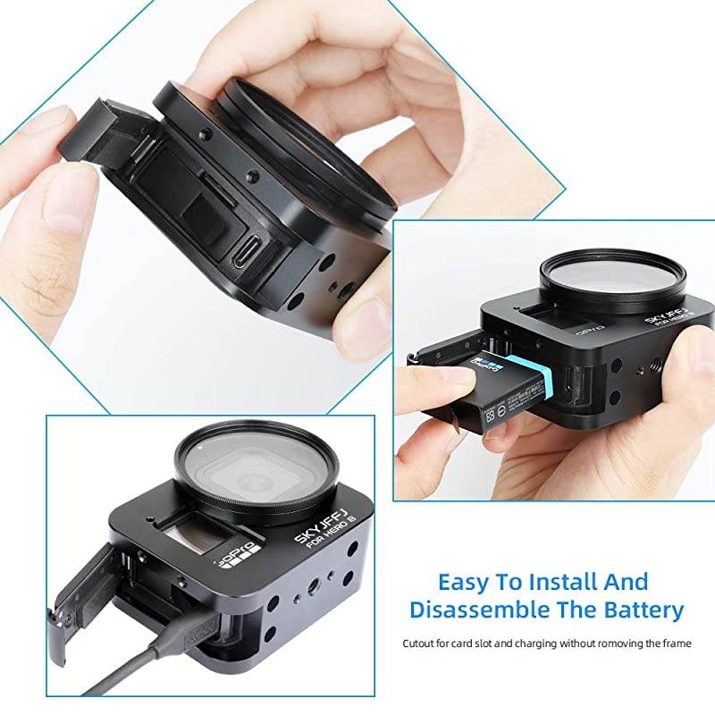 GearCompatible Hero8 Aluminum Case with Circular Lens Ring52mm UV FilterPerfect Cold Shose for MountExpert Protective Aluminum Case for Easy to Reach All Buttons and Ports