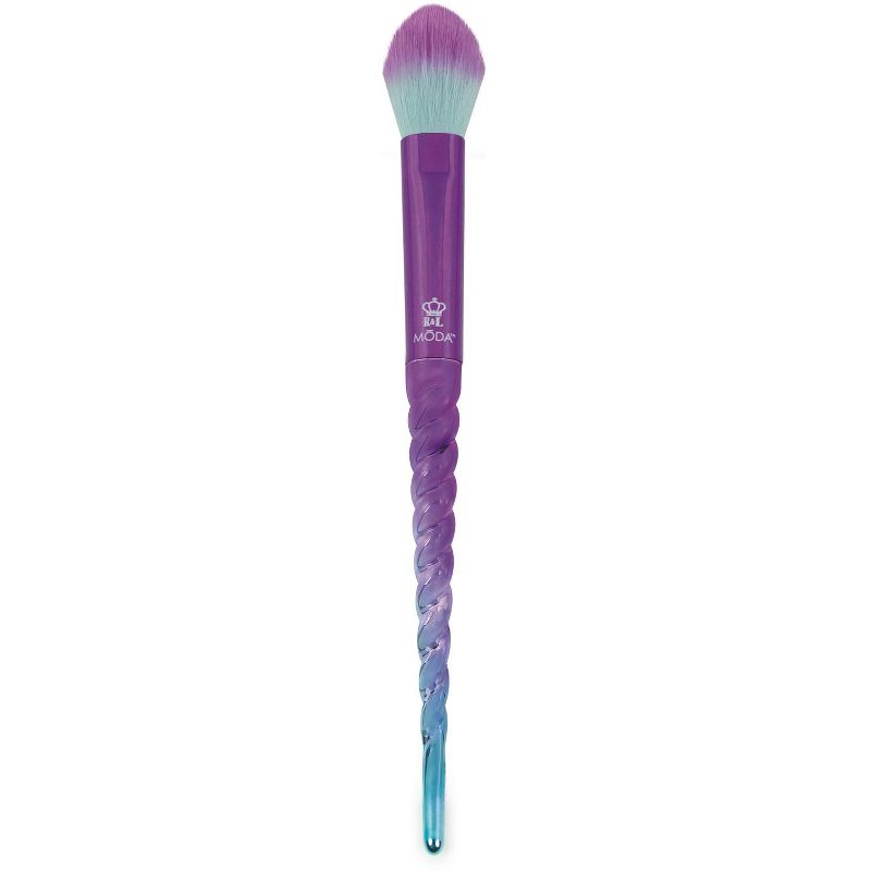 MODA Brush Mythical 6pc Celestial Blue Travel Makeup Brush Set with Holographic Flip Case, Includes - Powder, Complexion, Highlight and Glow, and Crease Brushes
