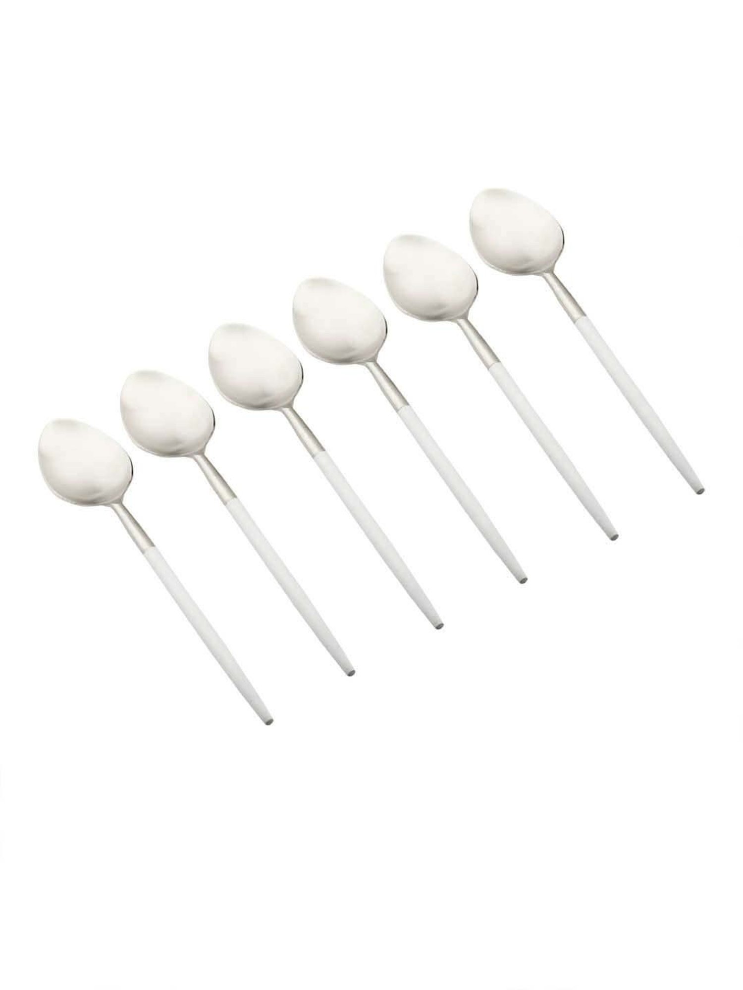 VarEesha Radiant Silver & White Stainless Steel Spoons - Set of 6