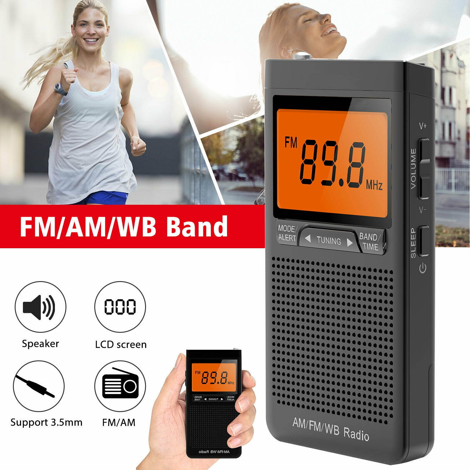 NOAA AM FM Radio Battery Operated Radio Portable Pocket Auto-Search Emergency