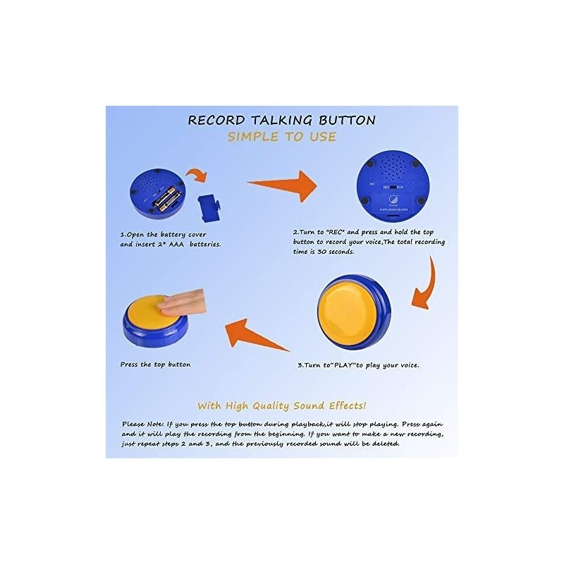 30S Voice Recorder Talking Button Yellow and Blue