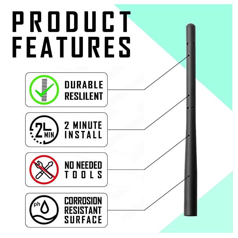 Stubby Antenna for GMC Sierra Chevy Silverado (2007-2020), 7 Inch Fit OEM 22876545 22936386 15074562, Copper Core(M7 Thread)