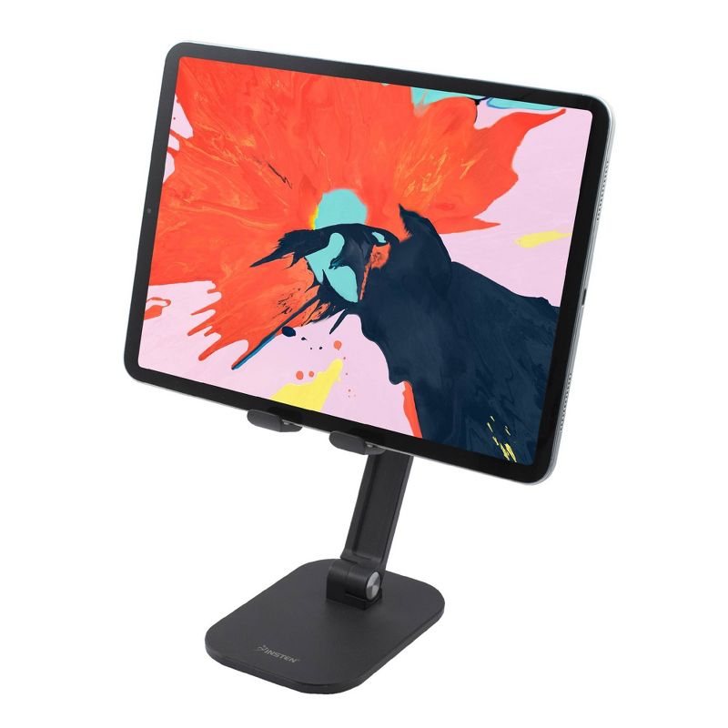Insten Cell Phone Stand for Desk, Aluminum Foldable Holder, Height & Angle Adjustable Ergonomic Mount For Smartphones iPhone iPad Tablet, Black