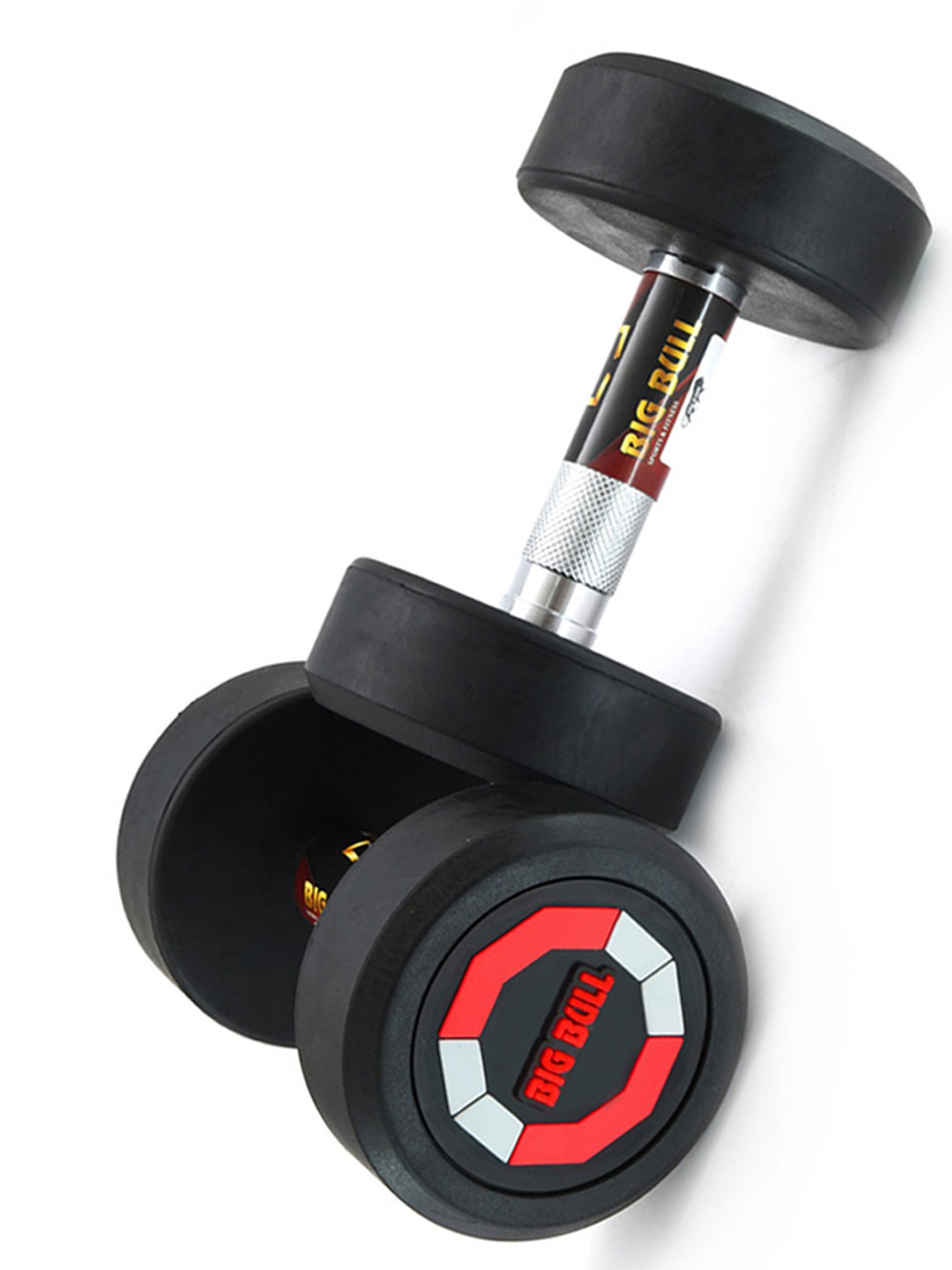 BIGBULL Rubber Coated Solid Round Dumbbell (Sold In Pair) (12.5 Kg x 2pc (Total = 25 kg), RED)