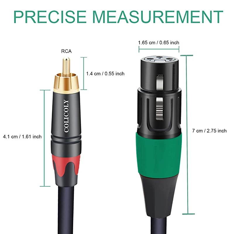 2 XLR to 2 RCA Cable Heavy Duty Dual XLR Female to Dual RCA Male Patch Cord HiFi Stereo Audio Connection Interconnect Lead 66ft