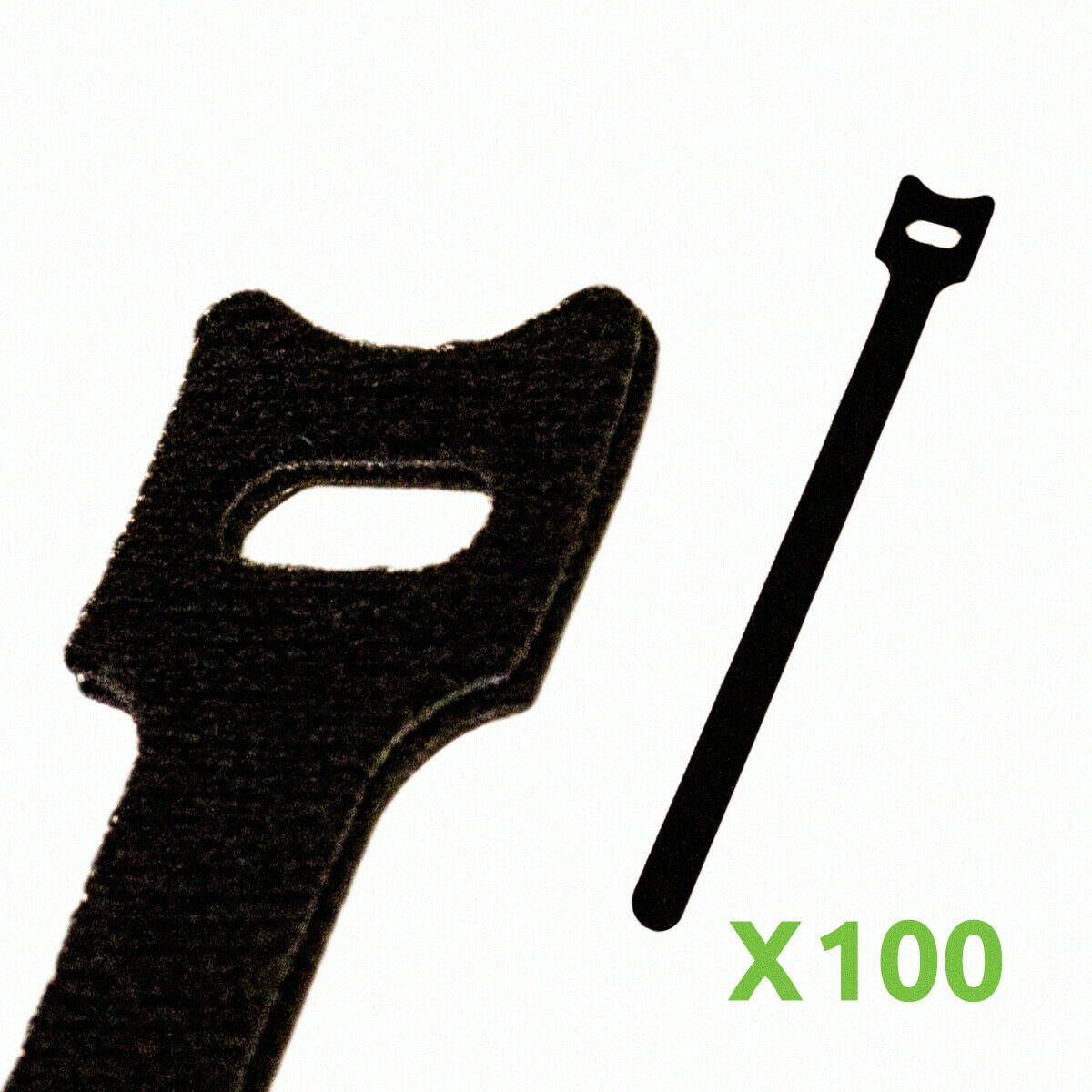 8 Inch Hook and Loop Reusable Strap Cable Cord Wire Ties 100 Pack Black